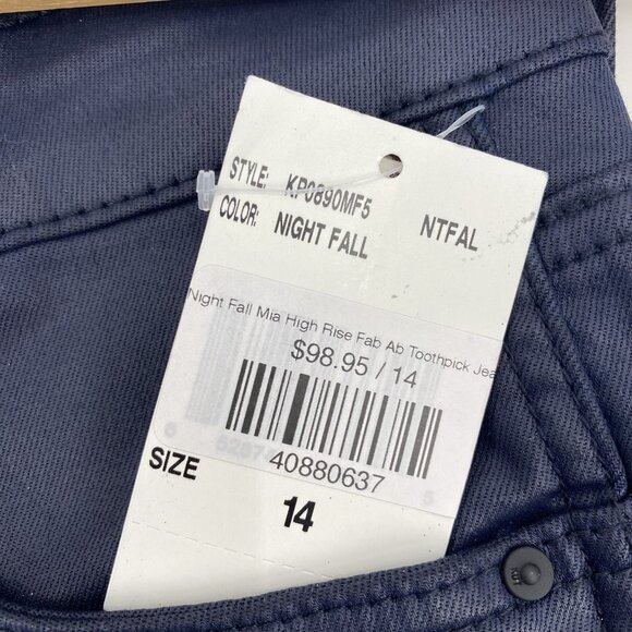 Kut From The Kloth Size 14 High Rise Mia Fab Ab Toothpick Jeans Nightfall Coated - Picture 4 of 11